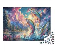 Truite sautant de la rivière Puzzle 1000 Pièces Défiant, Faune Sauvage Jeux Éducatifs pour Adultes, Cadeau Et Décoration Intérieure 38x26cm/1000pcs