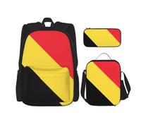 TRUKD Sac à dos pour étudiant, sac à dos motif drapeau de la Bolivie pour l'école, les garçons, les filles, sac à dos, trousse à crayons, sac à déjeuner combinaison, Drapeau de la Belgique, Taille