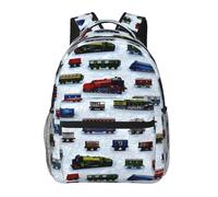 TRUKD Sac à dos pour étudiants, garçons d'école, jeu vidéo pour garçons, sac à dos pour ordinateur portable, sacs à dos de voyage, sac à dos pour filles, lilas pastel, Train voitures., taille unique