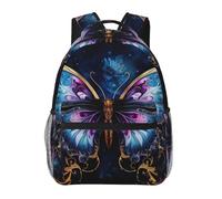 TRUKD Sac à dos pour étudiants, garçons d'école, magnifique sac à dos papillon bleu pour ordinateur portable, sacs à dos de voyage, sac à dos pour filles, lilas pastel, Papillon illustré fantaisie,