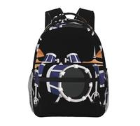 TRUKD Sac à dos pour étudiants, garçons d'écolier, sac à dos pour ordinateur portable, sac à dos de voyage, sac à dos pour filles, lilas pastel, Jazz Drum, taille unique