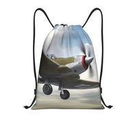 Trukd Sacs à cordon de serrage pour avion de la Seconde Guerre mondiale - Sac à dos de sport résistant à l'eau, cadeaux, amateurs de fitness, Noir/blanc, M