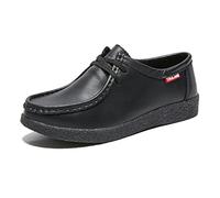 TRULAND Femme Wallabees Plat Oxford, Tout en Cuir Noir, 36 EU