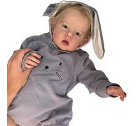 Truly soft Bebe Reborn Fille 22 Pouces 55cm Poupée Reborn Fille Fait à La Main Nouveau-Né Realiste Poupée En Tissu Polaire Gris Design Chat VêTements Amovibles Poupee Avec Accessoires