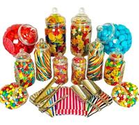 Truly Sweet Candy Lot de 12 bocaux assortis avec 2 pelles, 2 pinces, 100 sacs - Style vintage, boutique de bonbons