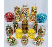 Truly Sweet Candy Lot de 15 bocaux à bonbons rétro en plastique pour Pick & Mix - Style victorien - Pour buffet de bonbons