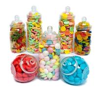 Truly Sweet Candy Lot de 7 grands pots à bonbons rétro en plastique pour Pick & Mix, magasin de bonbons victoriens, kit de buffet de bonbons, pack de fête