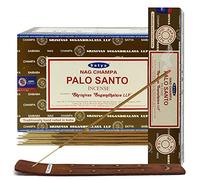TRUMIRI - Encens Palo Santo Satya - Kit de 12 boîtes de 15 bâtons - 180 bâtons - Porte-encens inclus