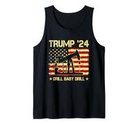 Trump '24 Drill Baby Drill Drapeau Amérique Citation Débardeur