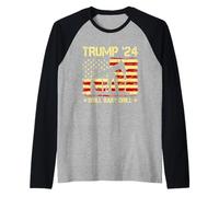 Trump '24 Drill Baby Drill Drapeau Amérique Citation Manche Raglan