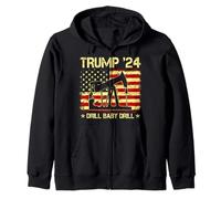 Trump '24 Drill Baby Drill Drapeau Amérique Citation Sweat à Capuche