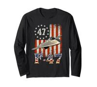 Trump 47th Shirts F47 Fighter Jet F-47 Avion Drapeau US Manche Longue