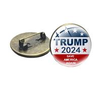 Trump Donald 2024 Save America Again Épingles Cabochon en verre Drapeau américain Broche Sac Vêtements Épinglette Mode Badges Cadeau pour Femme Homme, Small, Bronze, verre, métal, Perle
