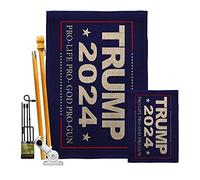 Trump Flag Kit de drapeau de maison de jardin en toile de jute 2024 Pro Life - Vote patriotique - Président démocrate républicain - Bannière d'élection américaine - Cadeau double face - Fabriqué aux