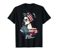 Trump Girl Messy Bun Trump 2024 Élection Drapeau américain T-Shirt