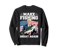Trump Make Fishing Great Again Pêcheur Drapeau Américain Sweatshirt