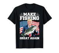 Trump Make Fishing Great Again Pêcheur Drapeau Américain T-Shirt
