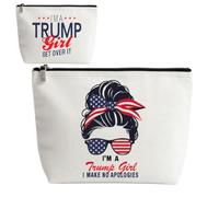 Trump Merchandising Trousse de maquillage pour filles Trump, trousse de maquillage avec inscription « I'm A Trump Girl Get Over It and No Apologies », cadeau pour femme, trousse de toilette de voyage
