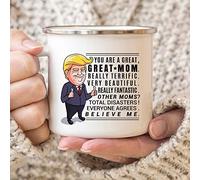 Trump Mug en émail avec inscription « New Mom » pour maman Camping Mug Maman Campfire Mug Cadeau Mère pour mère Étain Mug Drôle Cadeau Fête des Mères