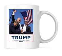 Trump Shot - Tasse à Café de 325 ml - Bloody Ear Fist Pump PA Butler Pennsylvania Rally - Passe au Lave-vaisselle et au Micro-ondes