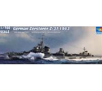 Trumpeter Allemand Destroyer Z-37 1943 Modèle-kit 1:700 Neuf Emballage Kit