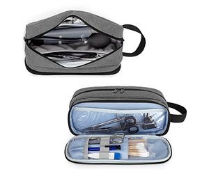 Trunab Étui de Transport pour Stéthoscope Compatible avec 3M Littmann/MDF/ADC, Deux Stéthoscopes ou Poignets BP, Étui Médical avec Poche Supplémentaire pour Accessoires des Infirmiers, Gris
