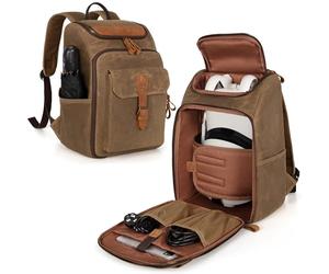 Trunab Sac de Transport Compatible avec Oculus Meta Quest 2/3/3 Pro/Elite Strap, Sac à Dos de Voyage Vintage avec Plusieurs Poches pour Casque VR, Manette Tactile et Accessoires de Jeu