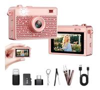 Trunsif Mini appareil photo numérique 2K avec carte de 16 Go, longue durée de vie, Vlog de voyage et prise de photos à tout moment, accessoires de mode, collier et porte-clés, cadeaux pour amis et