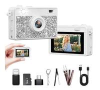 Trunsif Mini appareil photo numérique 2K avec carte de 16 Go, longue durée de vie, Vlog de voyage et prise de photos à tout moment, accessoires de mode, collier et porte-clés, cadeaux pour amis et