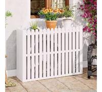 TRUNXU ache Climatiseur Exterieur, Cache Clim en Bois, Présentoir de Pot de Fleurs pour Décoration Extérieure et Intérieure pour Cacher le Climatiseur (Color : Bianco)
