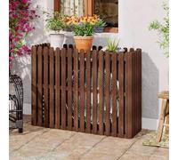 TRUNXU ache Climatiseur Exterieur, Cache Clim en Bois, Présentoir de Pot de Fleurs pour Décoration Extérieure et Intérieure pour Cacher le Climatiseur (Color : Brown)