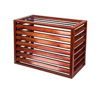 TRUNXUCL Cache Climatiseur Exterieur, Cache Climatiseur Exterieur Aluminium, Séparateur D'espace a Persiennes Autoportants, Réduction du Bruit, Anti Poussière et Étanche (Color : Wooden, Size : 1.5P