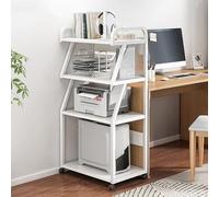 TRUNXUCL Meubles de Bureau, Étagère à 4 Niveaux pour Imprimante, Grand Support Imprimante, Support PC, Meuble a Roulette, Chariot pour Imprimante(White)