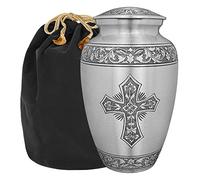 Trupoint Memorials Urne funéraire pour Cendres humaines - Urnes décoratives pour Cendres humaines Femmes et Hommes - Urnes funéraires en étain avec Croix en étain - Taille L