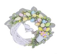 Trurovem Couronne de fleurs de Pâques en acrylique avec motif lapin pour porte d'entrée, décoration murale de jardin pour célébrations et fêtes