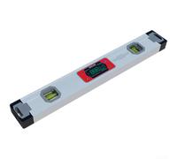 Trurovem Inclinomètre numérique 400 mm en alliage d'aluminium électronique avec base magnétique, compteur de pente double direction et buzzer pour mesure de 0 à 90 degrés, gris (rouge)