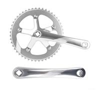 Trurovem Pédalier simple 48T 170 mm 130BCD carré pour vélo à pignon fixe, bras de manivelle en alliage d'aluminium 7075 avec design à vitesse unique en finition noire (argent)