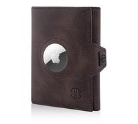 TRUSADOR Verona Portefeuille en Cuir pour Homme et Femme avec Poche Frontale RFID à Trois Volets, Marron Vintage, S, Poche Air Tag