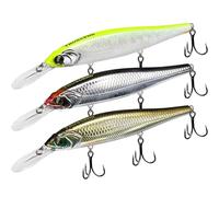 TRUSCEND Jerkbait Suspending, Leurres de vairon conçus avec précision avec son, flash et action irrésistible, lancer plus loin, lueur plus lumineuse et hochet plus fort Jerkbaits pour bar, doré jaune