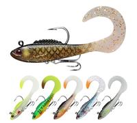 TRUSCEND Leurres de Pêche Souples Shadtale avec Hameçons BKK, Easy Catch : Vibrante pour Plus de Touches, Leurre à Queue palmée pour Bars, Brochets, Truites, Silure, Idéal pour la pêche en Famille