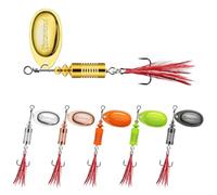 TRUSCEND Leurres Spinner de Pêche Excellents pour la nage ou Le Jigging en Eau Douce et Salée, Leurres Queue de Coq pour Truite, Bar, Brochet, Perche, Silure, Sandre, Appât à Lame avec Lame en Cuivre