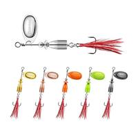 TRUSCEND Leurres Spinner de Pêche Excellents pour la nage ou Le Jigging en Eau Douce et Salée, Leurres Queue de Coq pour Truite, Bar, Brochet, Perche, Silure, Sandre, Appât à Lame avec Lame en Cuivre