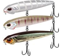 TRUSCEND Topwater Leurres de pêche avec hameçons VMC Flottant ou coulant Surface Pencil Popper Long Cast Appât de Bar de qualité supérieure avec hochet Walk The Dog Swimbait pour Eau Douce et salée