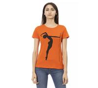 Trussardi - Élégant Tee-shirt Orange à Col Rond avec Impression Frontale - Femme - Tops - Orange - Taille: 40 FR