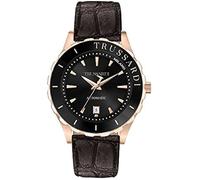 Trussardi Montre Homme, Collection T-Logo, Temps et Date, Automatique, en Acier, PVD Or Rose, Cuir - R2421143001