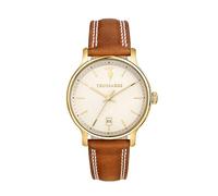 Trussardi Montre homme, temps, date, analogique, 39 mm, collection T-INEDITO, bracelet en cuir - R2451174003