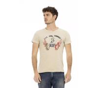 Trussardi - T-shirt Beige en Mélange de Coton avec Imprimé - Homme - Tops - Beige - Taille: XL
