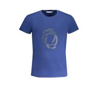 Trussardi - T-shirt en Coton Bleu avec Logo Imprimé - Homme - Tops - Bleu - Taille: 2XL