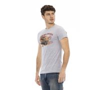 Trussardi T-Shirt taupe / gris clair / orange / rouge foncé, Taille XXL