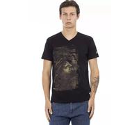 Trussardi - Tee élégant avec col en V et impression frontale - Homme - Tops - Noir - Taille: 2XL